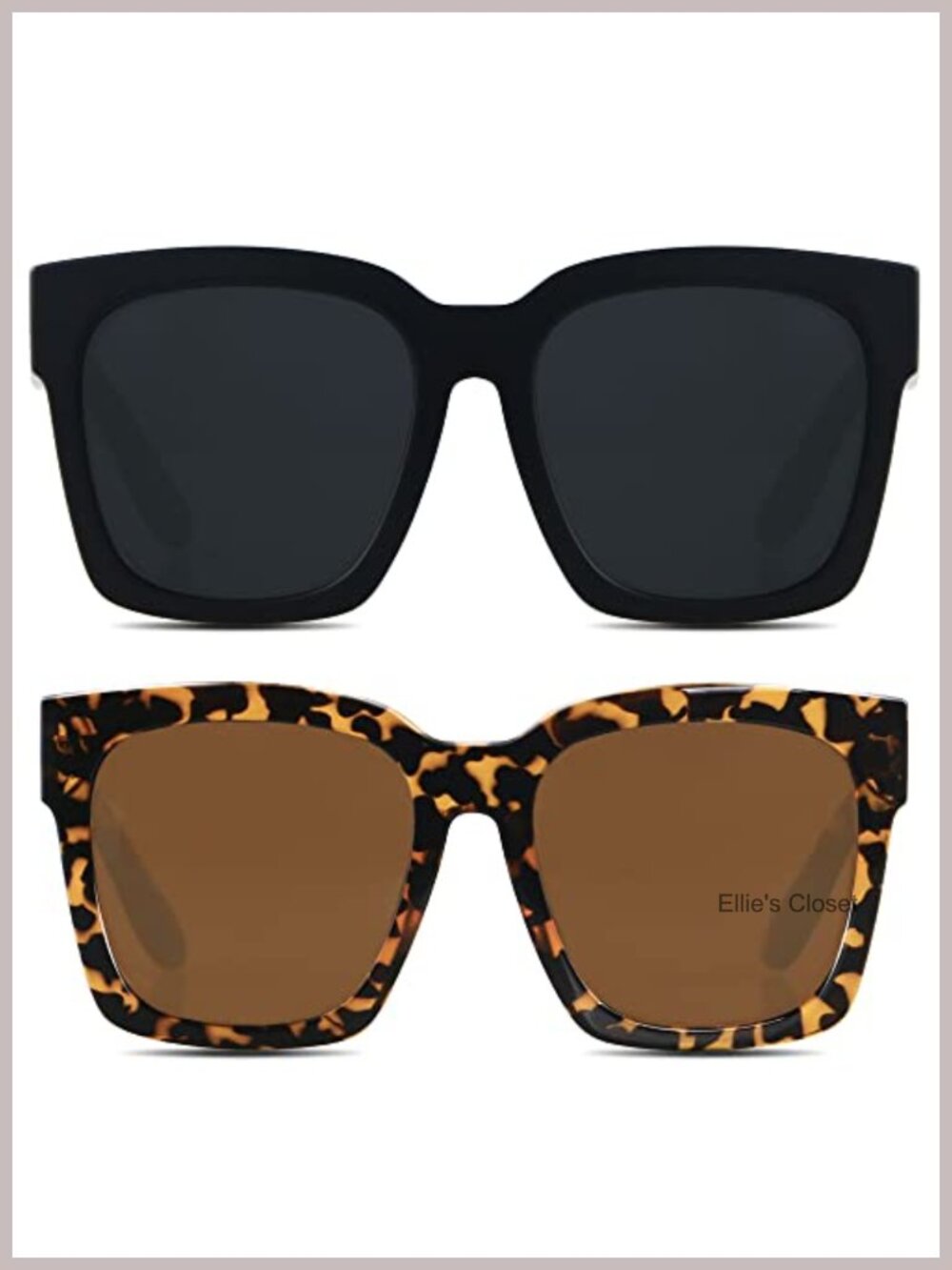 Oversized Square Sunglasses UV400 Wide Face Full Frame Lightweight